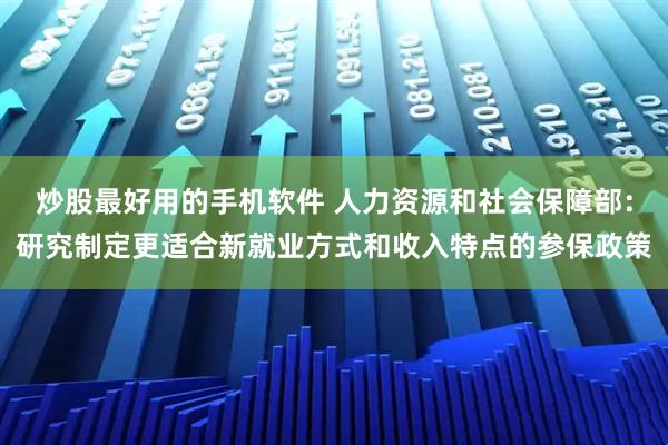 炒股最好用的手机软件 人力资源和社会保障部：研究制定更适合新就业方式和收入特点的参保政策